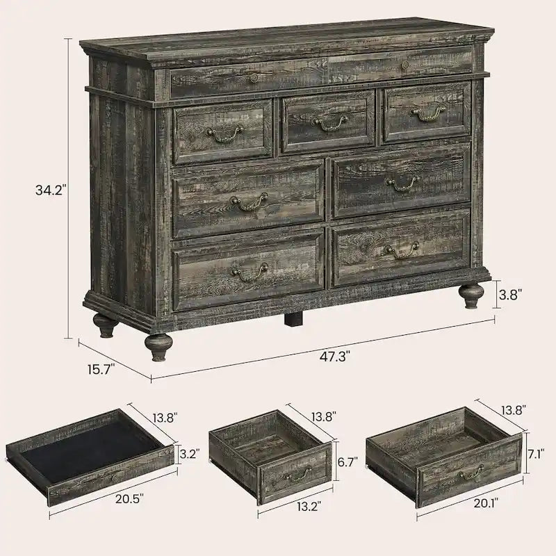 Vintage 9 Drawers Dresser for Bedroom, Living Room