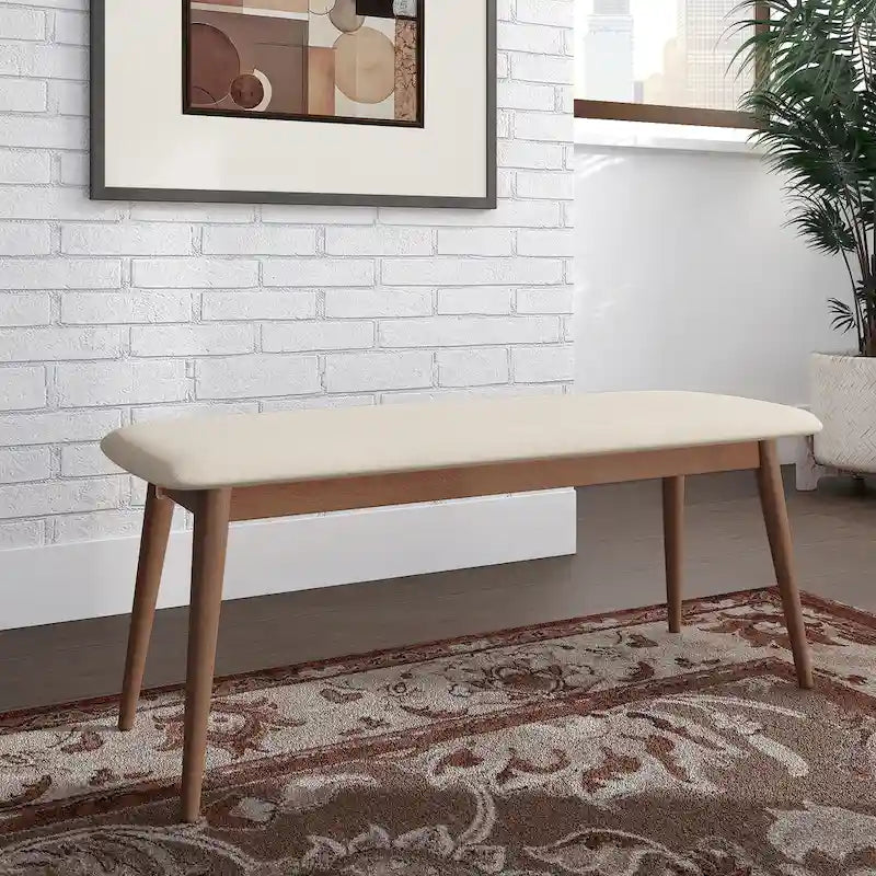 Banc de salle à manger rembourré fuselé, style moderne du milieu du siècle