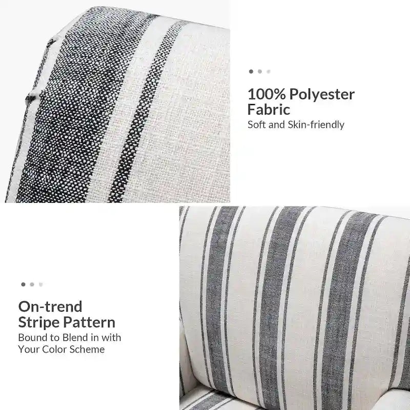 Classic Striped Accent Armchair with Spindle Legs