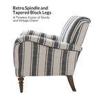 Classic Striped Accent Armchair with Spindle Legs
