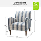 Classic Striped Accent Armchair with Spindle Legs