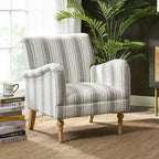 Classic Striped Accent Armchair with Spindle Legs