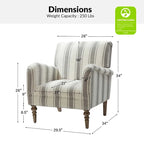 Classic Striped Accent Armchair with Spindle Legs