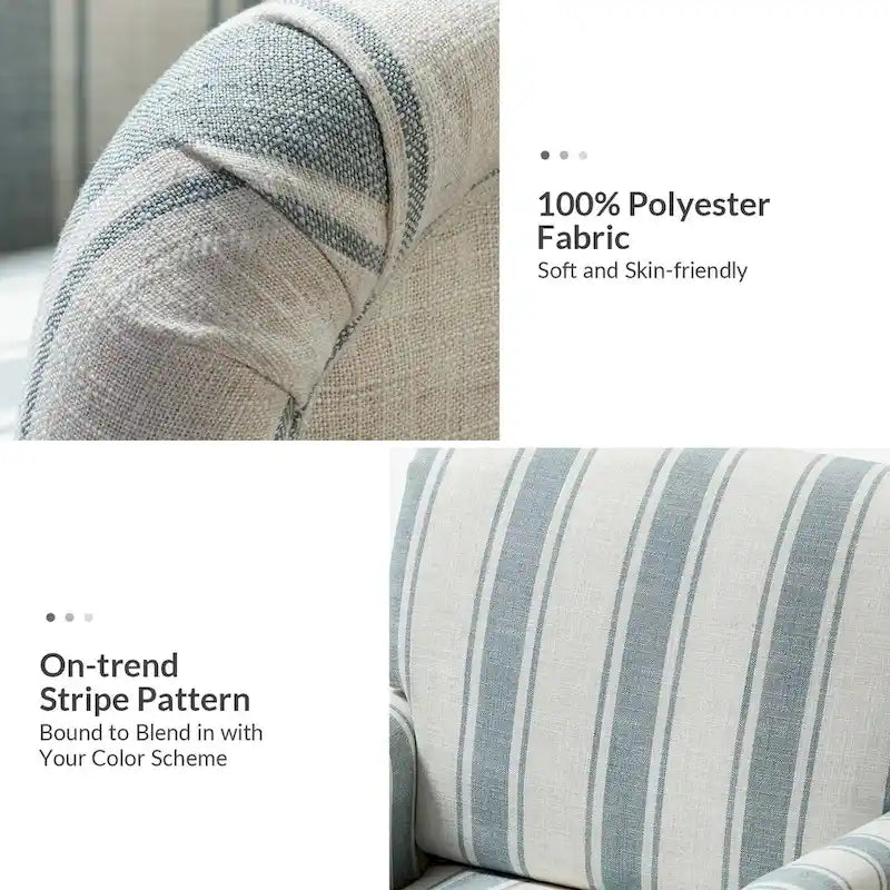 Classic Striped Accent Armchair with Spindle Legs