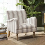 Classic Striped Accent Armchair with Spindle Legs