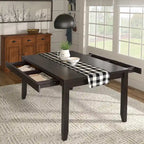 Solid Wood Rectangular Dining Table with Two Drawers