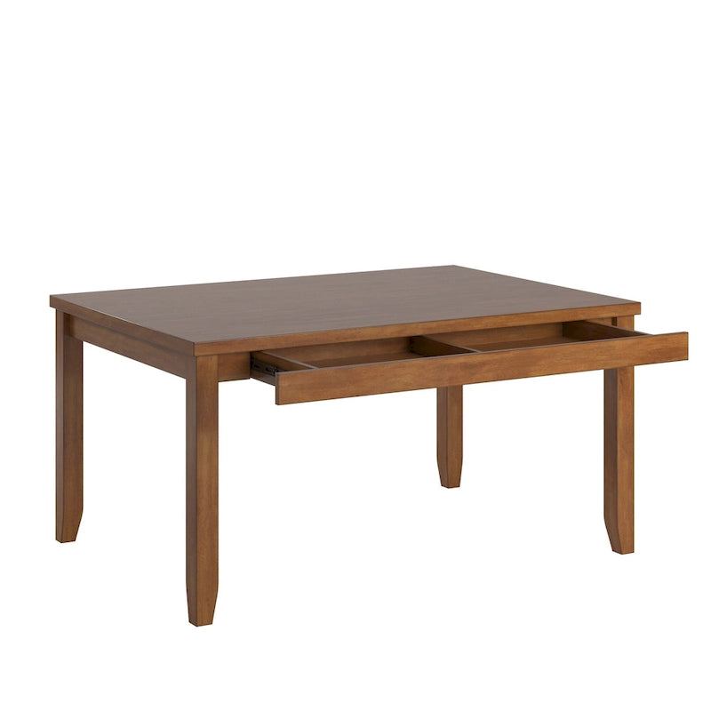 Solid Wood Rectangular Dining Table with Two Drawers