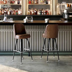 Swivel Bar Stool with Upholstered Bucket Seat and Footrest