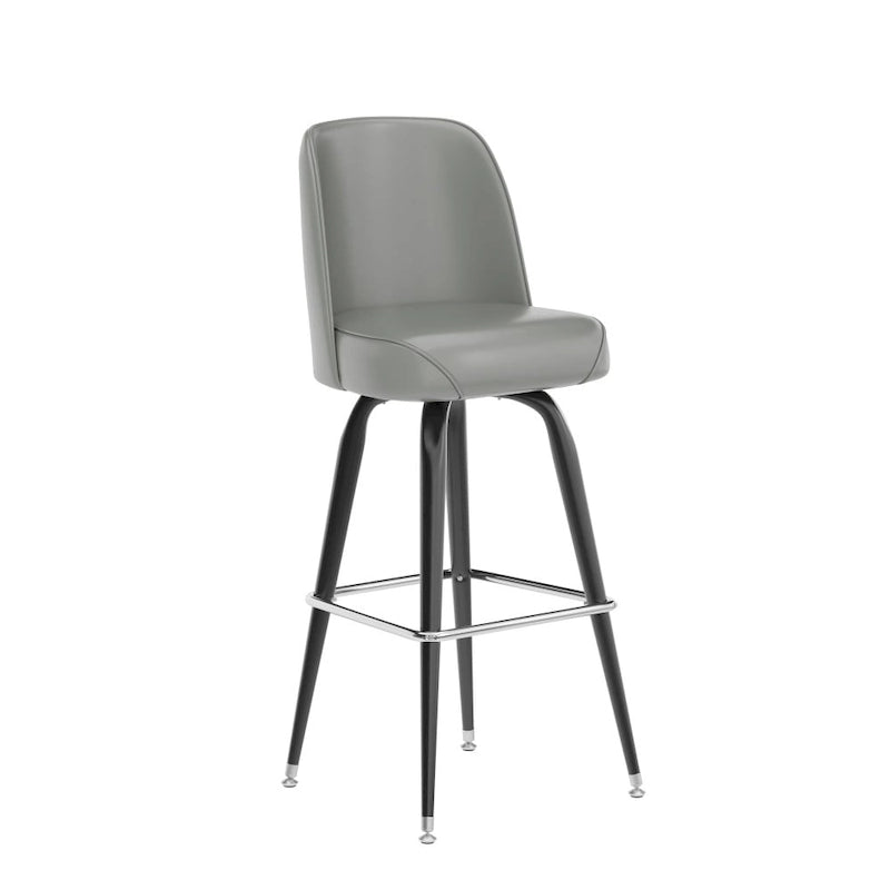 Swivel Bar Stool with Upholstered Bucket Seat and Footrest