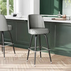 Swivel Bar Stool with Upholstered Bucket Seat and Footrest