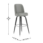 Swivel Bar Stool with Upholstered Bucket Seat and Footrest