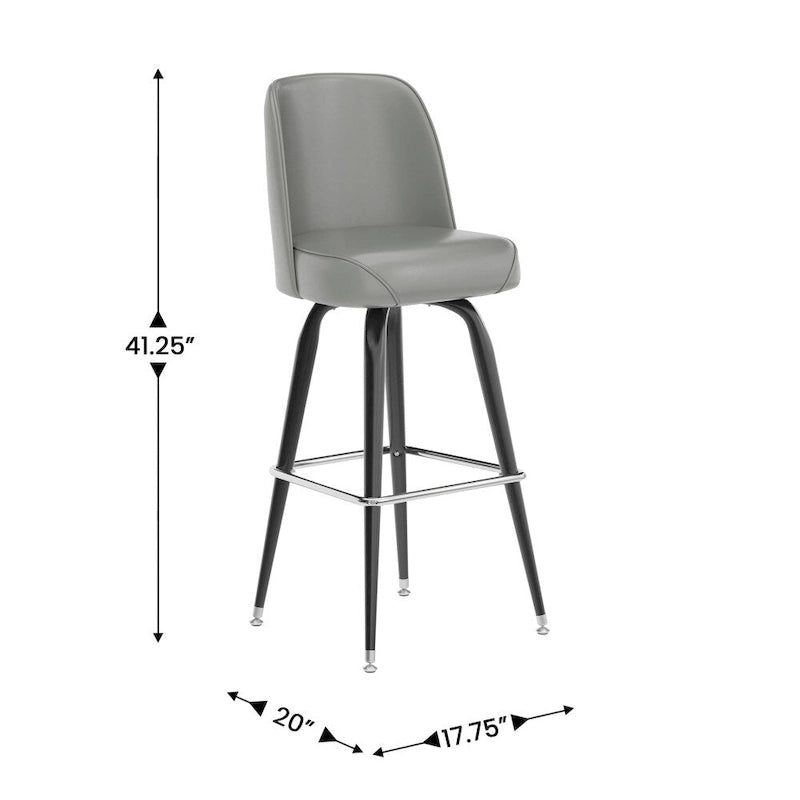 Swivel Bar Stool with Upholstered Bucket Seat and Footrest