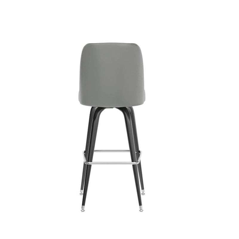 Swivel Bar Stool with Upholstered Bucket Seat and Footrest
