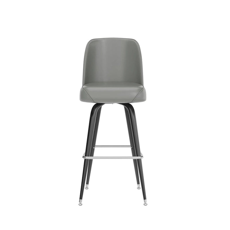 Swivel Bar Stool with Upholstered Bucket Seat and Footrest