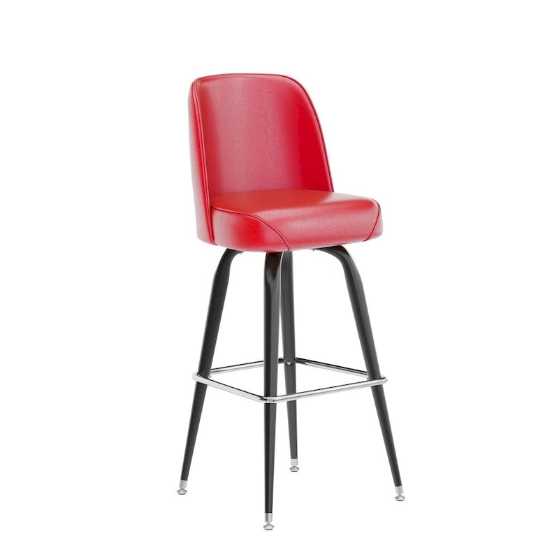 Swivel Bar Stool with Upholstered Bucket Seat and Footrest