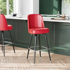 Swivel Bar Stool with Upholstered Bucket Seat and Footrest