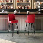 Swivel Bar Stool with Upholstered Bucket Seat and Footrest