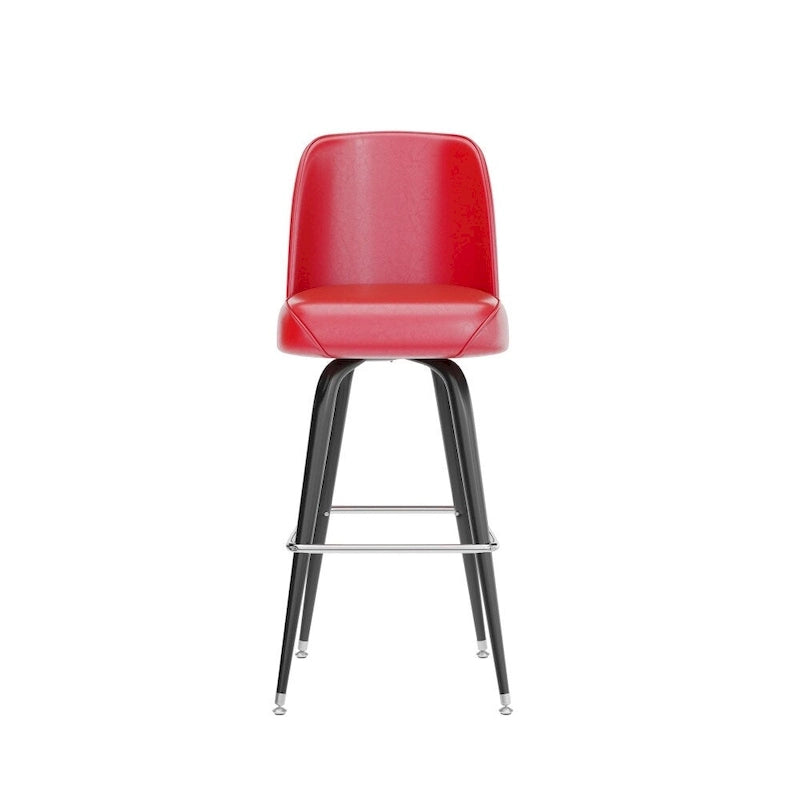 Swivel Bar Stool with Upholstered Bucket Seat and Footrest
