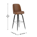 Swivel Bar Stool with Upholstered Bucket Seat and Footrest