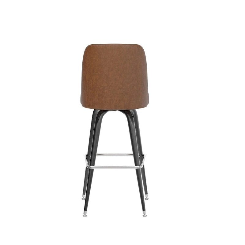 Swivel Bar Stool with Upholstered Bucket Seat and Footrest