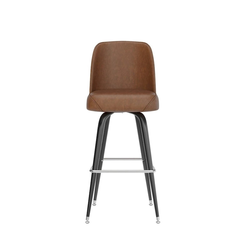 Swivel Bar Stool with Upholstered Bucket Seat and Footrest