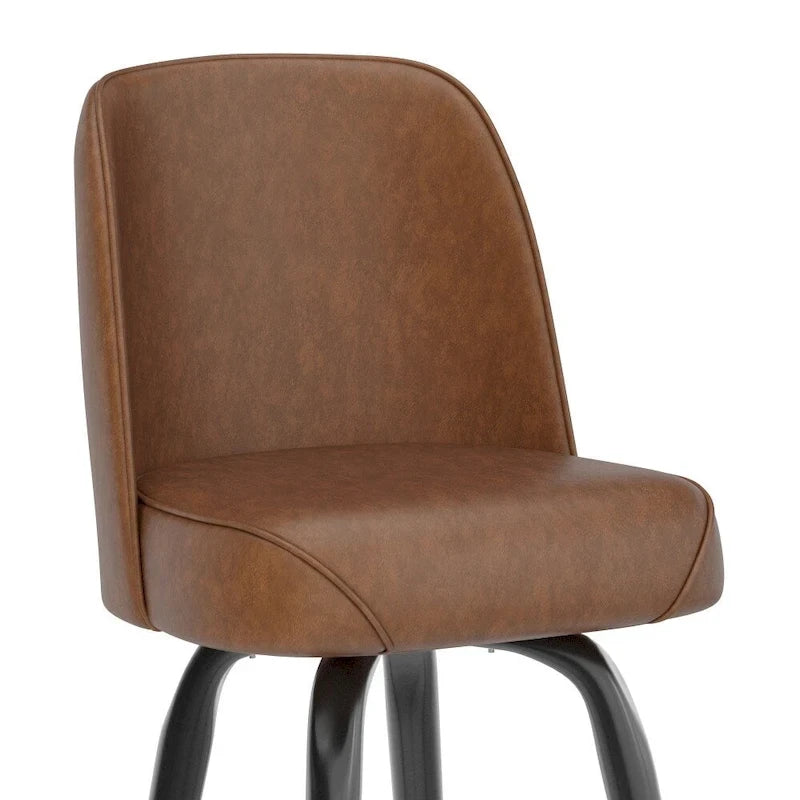 Swivel Bar Stool with Upholstered Bucket Seat and Footrest
