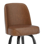 Swivel Bar Stool with Upholstered Bucket Seat and Footrest