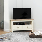 Eck-TV-Ständer für Fernseher bis 50 Zoll mit 2 Schubladen und 1 Stauraumfach