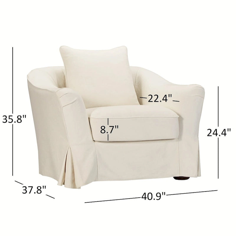 Flared English Arm Slipcovered Feather Down Chair