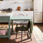 Farmhouse Wood Multi-Storage Kitchen Island with Faux Marble Top