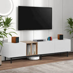 TV Stand for TVs Up to 80 Inches with 3 Drop-Down Doors and Large Storage Cabinet