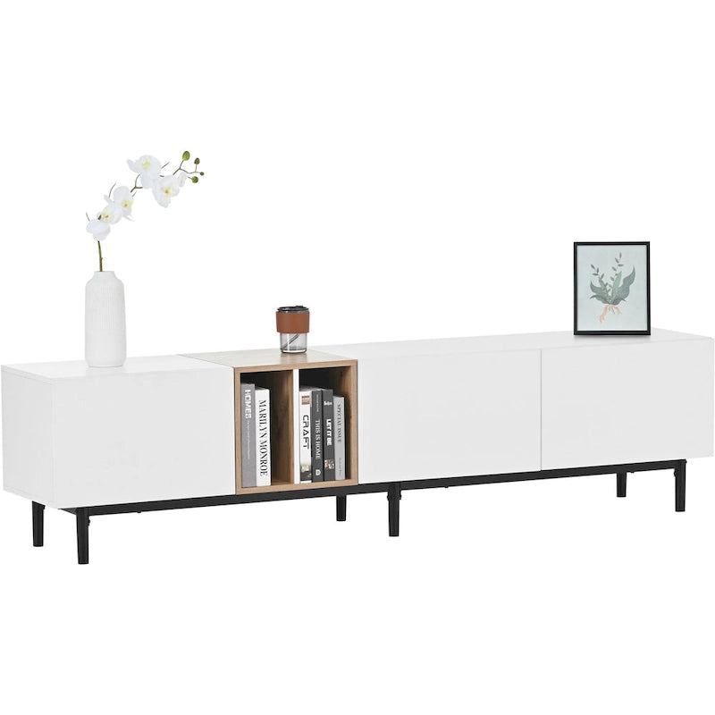 TV Stand for TVs Up to 80 Inches with 3 Drop-Down Doors and Large Storage Cabinet