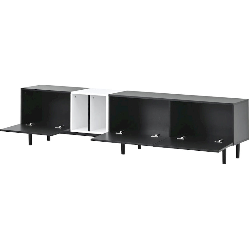 TV Stand for TVs Up to 80 Inches with 3 Drop-Down Doors and Large Storage Cabinet