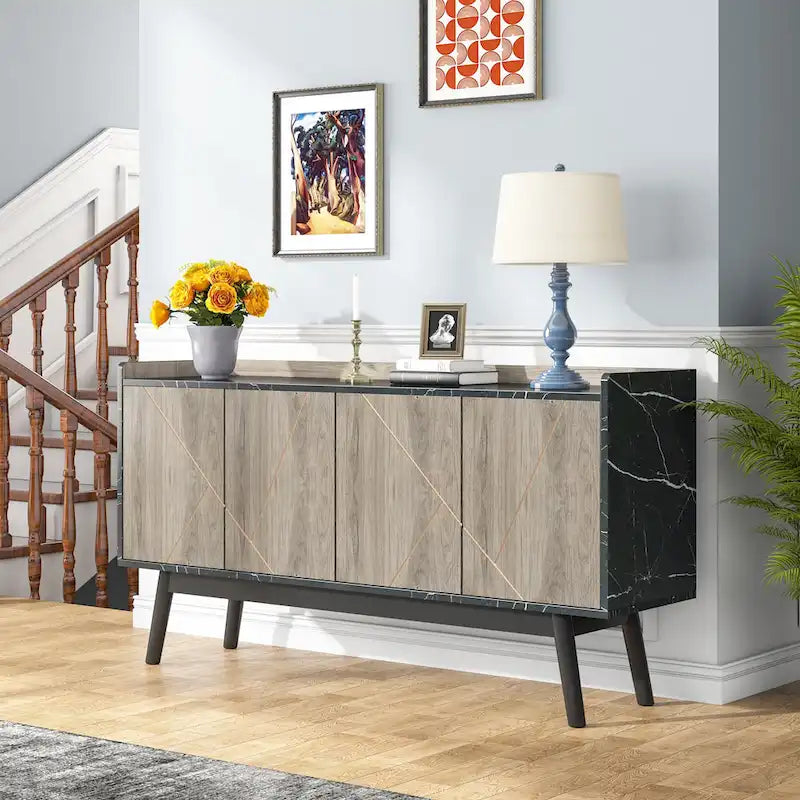 55" Kitchen Sideboard Storage Cabinet with Shelves