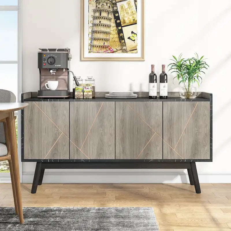 55" Kitchen Sideboard Storage Cabinet with Shelves