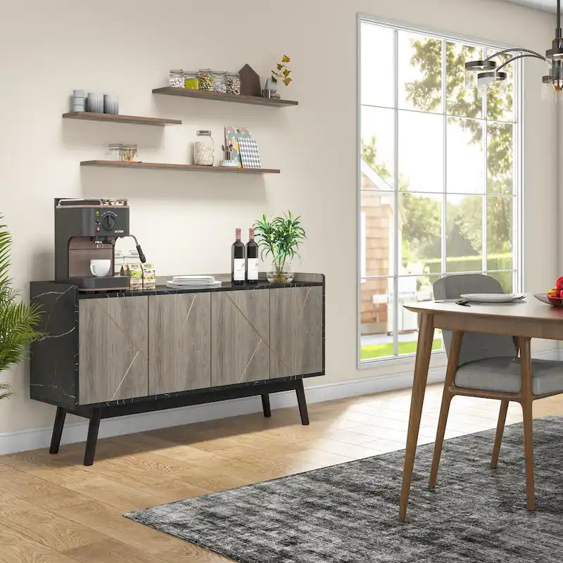 55" Kitchen Sideboard Storage Cabinet with Shelves