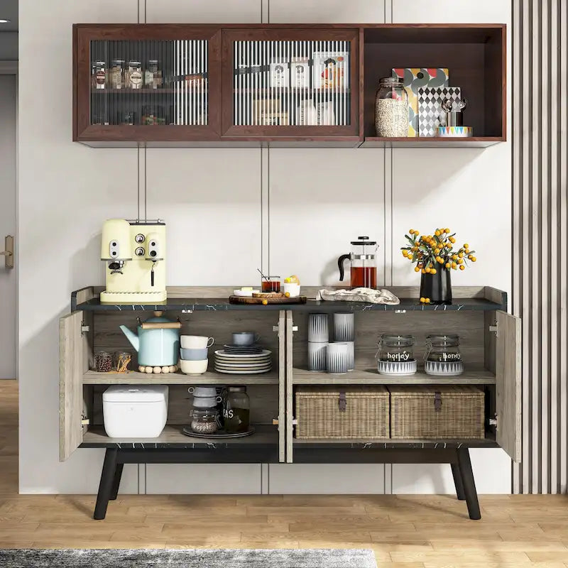 55" Kitchen Sideboard Storage Cabinet with Shelves