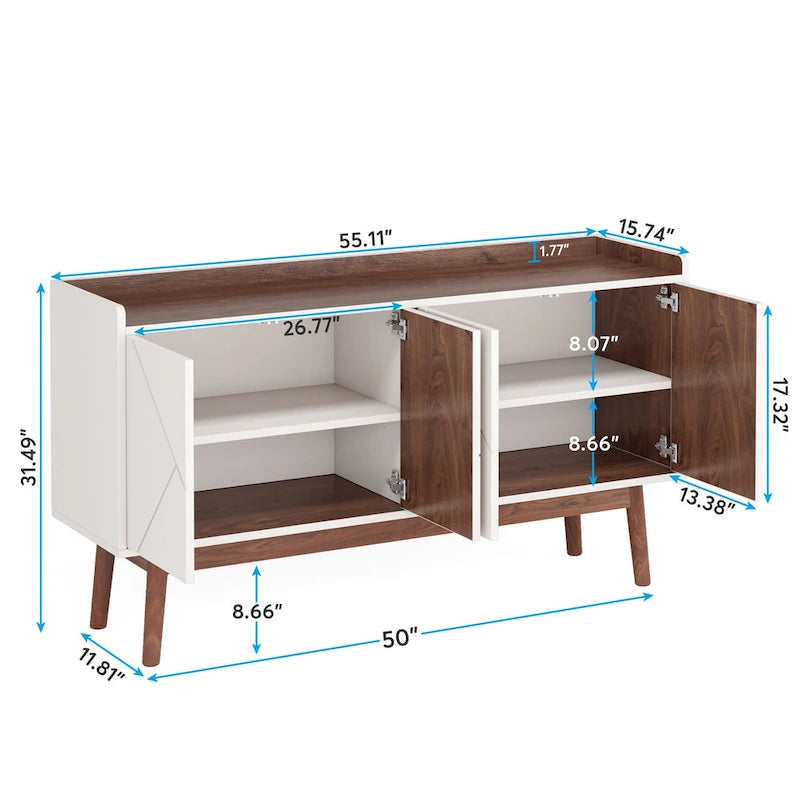 55" Kitchen Sideboard Storage Cabinet with Shelves