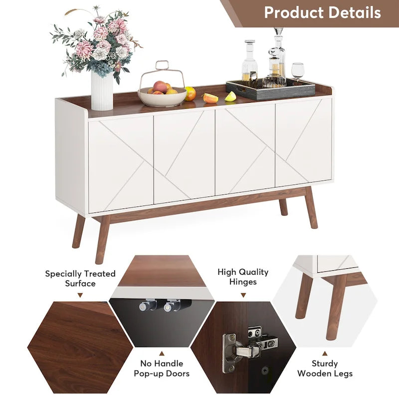 55" Kitchen Sideboard Storage Cabinet with Shelves