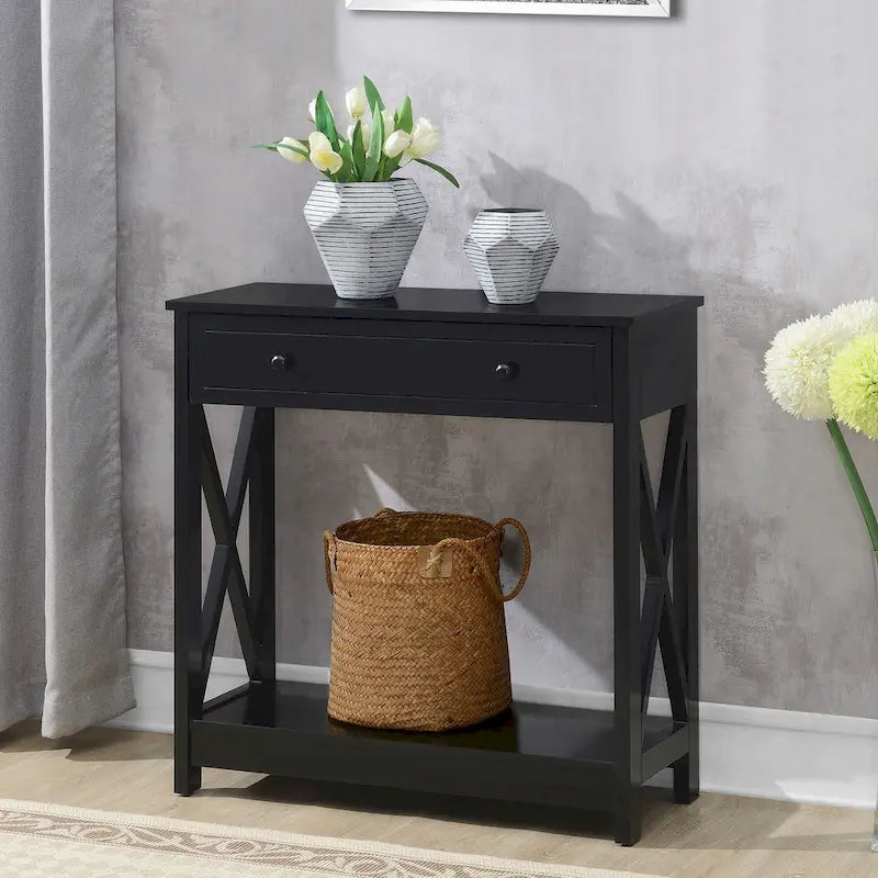 Mesa de entrada de 1 gaveta com prateleira