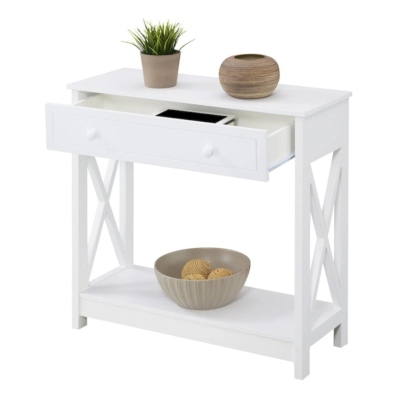Mesa de entrada de 1 gaveta com prateleira