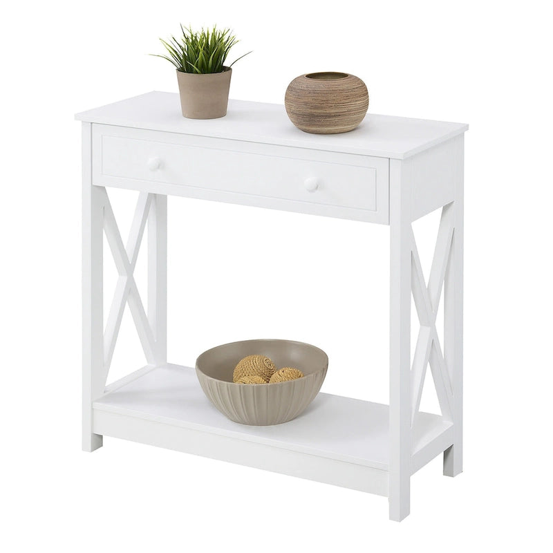 Mesa de entrada de 1 gaveta com prateleira