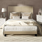 Gestoffeerd bedframe in Queen-formaat met fluwelen hoofdbord