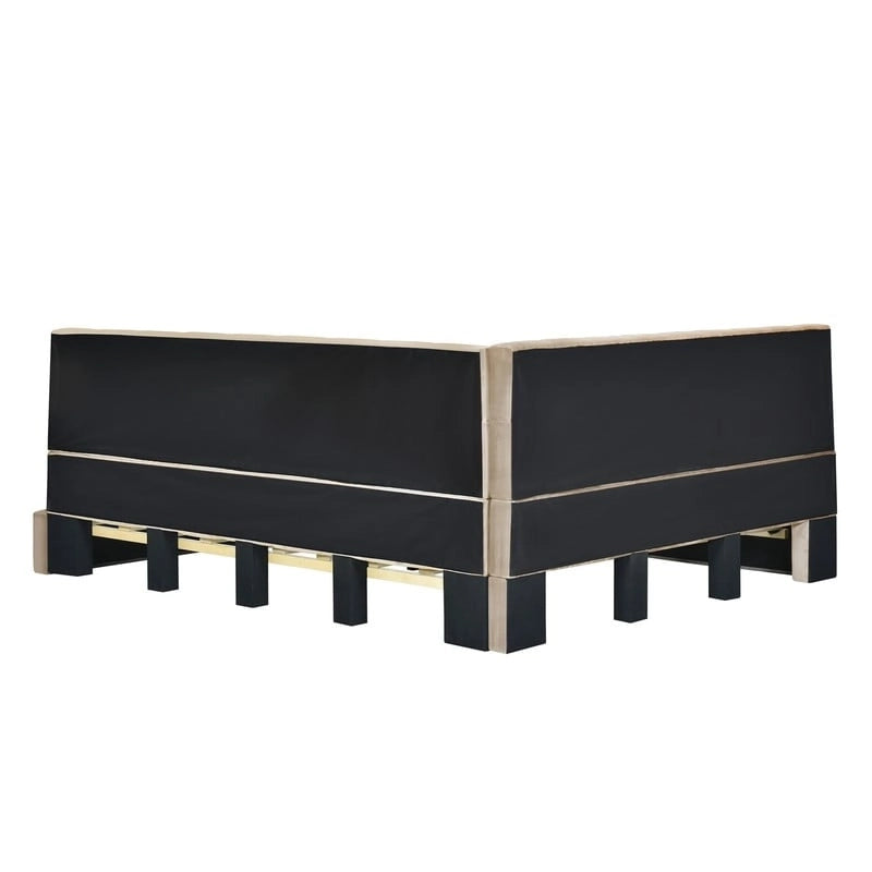 Full Size Upholstered Daybed with L-Shaped Headboard