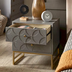Arched Diamond 2-Drawer Gold Metal End Table