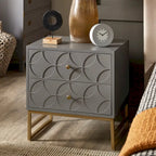 Arched Diamond 2-Drawer Gold Metal End Table