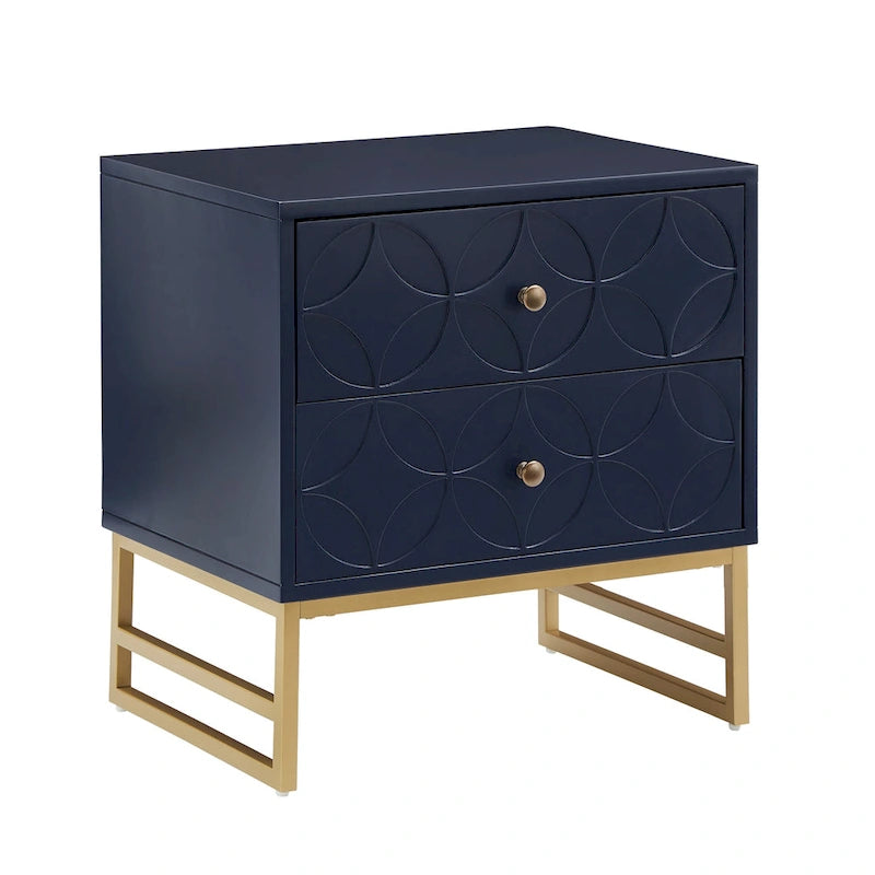 Arched Diamond 2-Drawer Gold Metal End Table