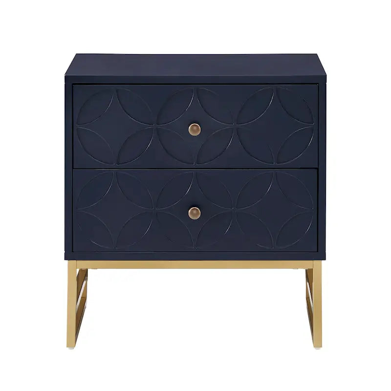 Arched Diamond 2-Drawer Gold Metal End Table