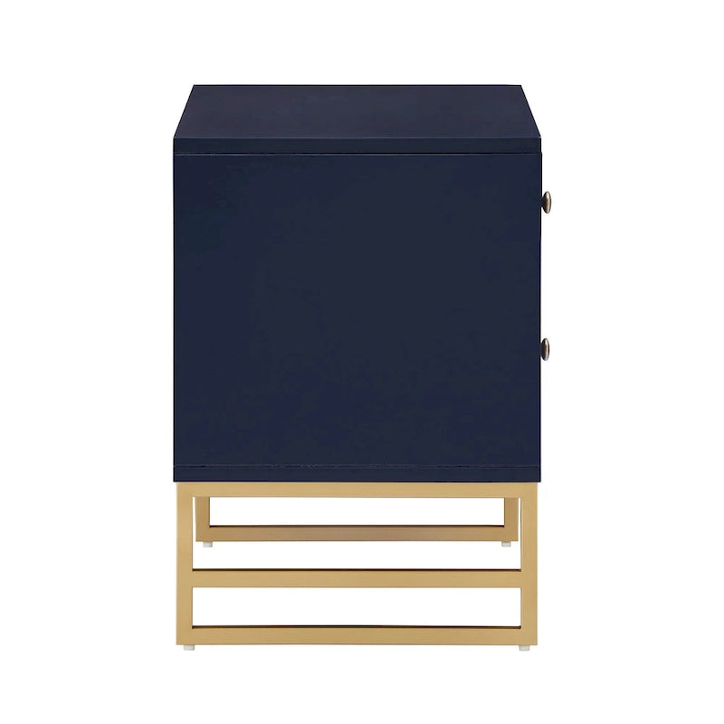 Arched Diamond 2-Drawer Gold Metal End Table