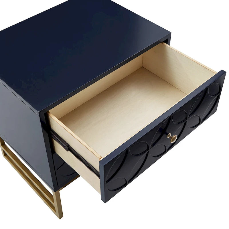 Arched Diamond 2-Drawer Gold Metal End Table